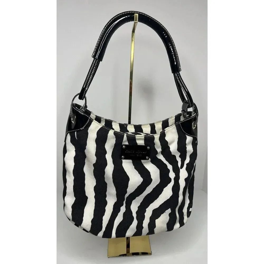 Kate Spade‎ Y2K Zebra Print Canvas Shoulder Bag